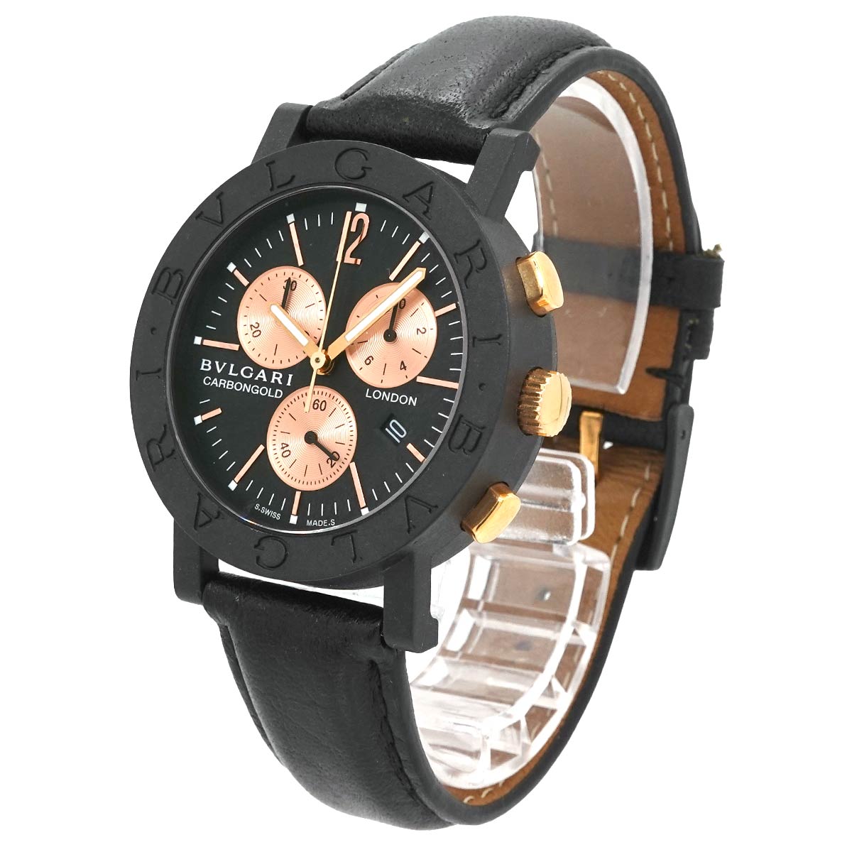 BVLGARIBVLGARI BB38CLCH Chronograph Quartz Black Dial Mens