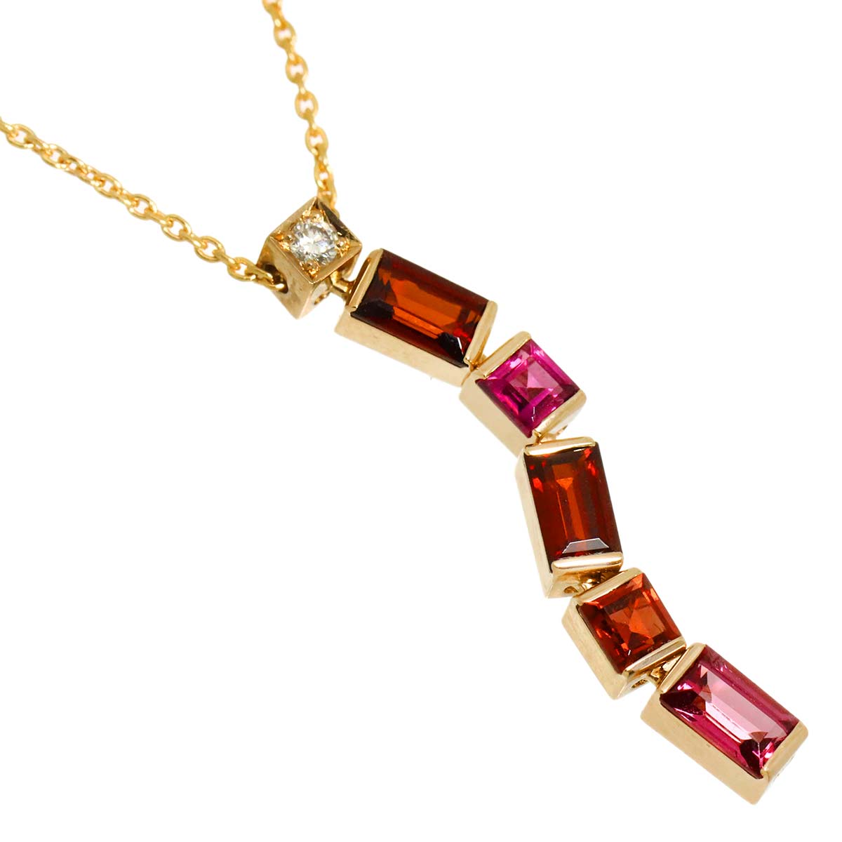 Garnet Tourmaline Diamond Necklace K18 PG 750