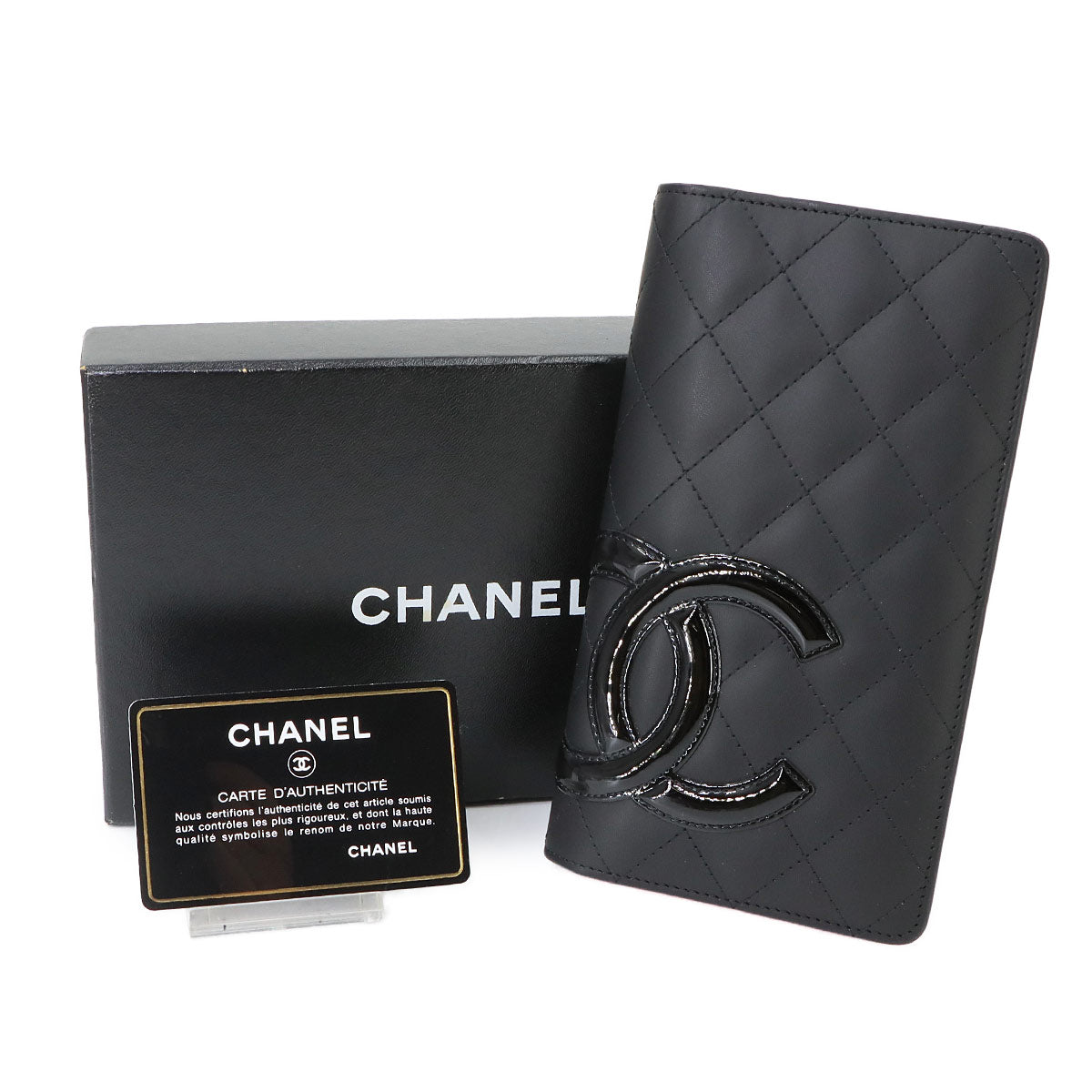 Cambon Line Long Wallet Leather Enamel Black A26717