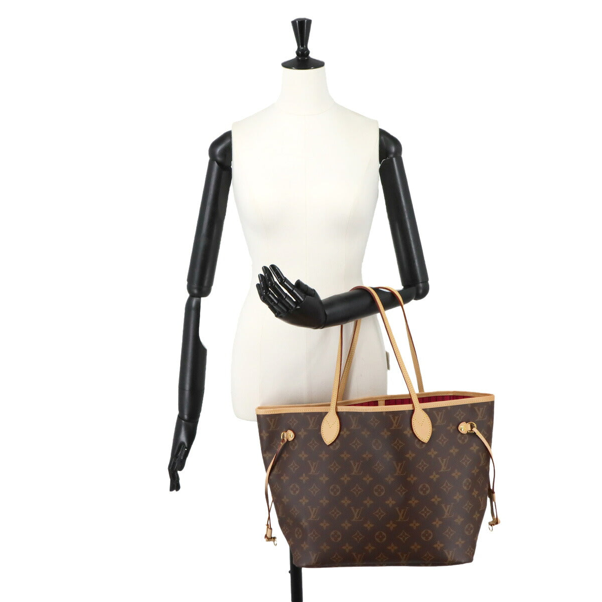 Monogram Neverfull MM Tote Bag Brown Pivoine M41178