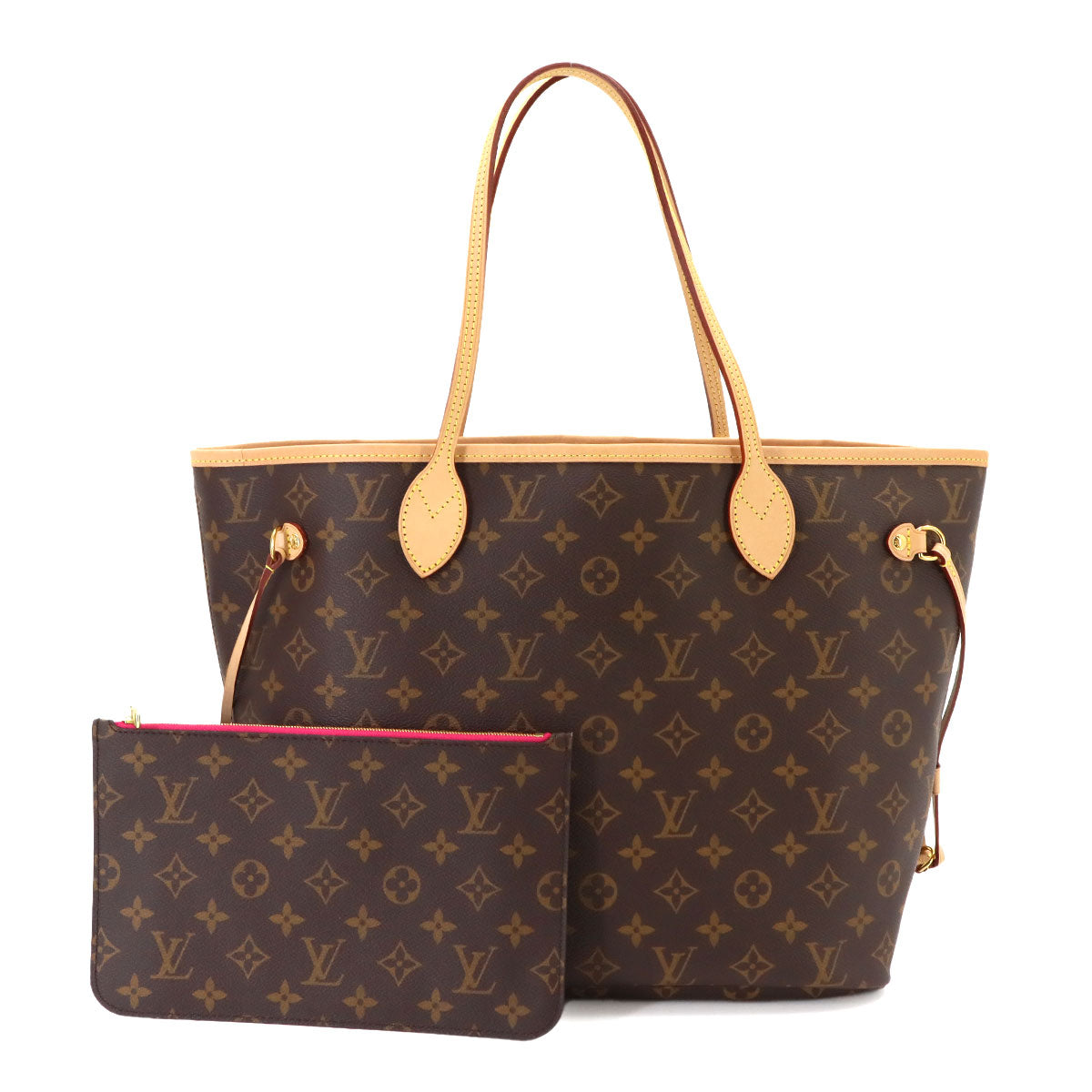 Monogram Neverfull MM Tote Bag Brown Pivoine M41178