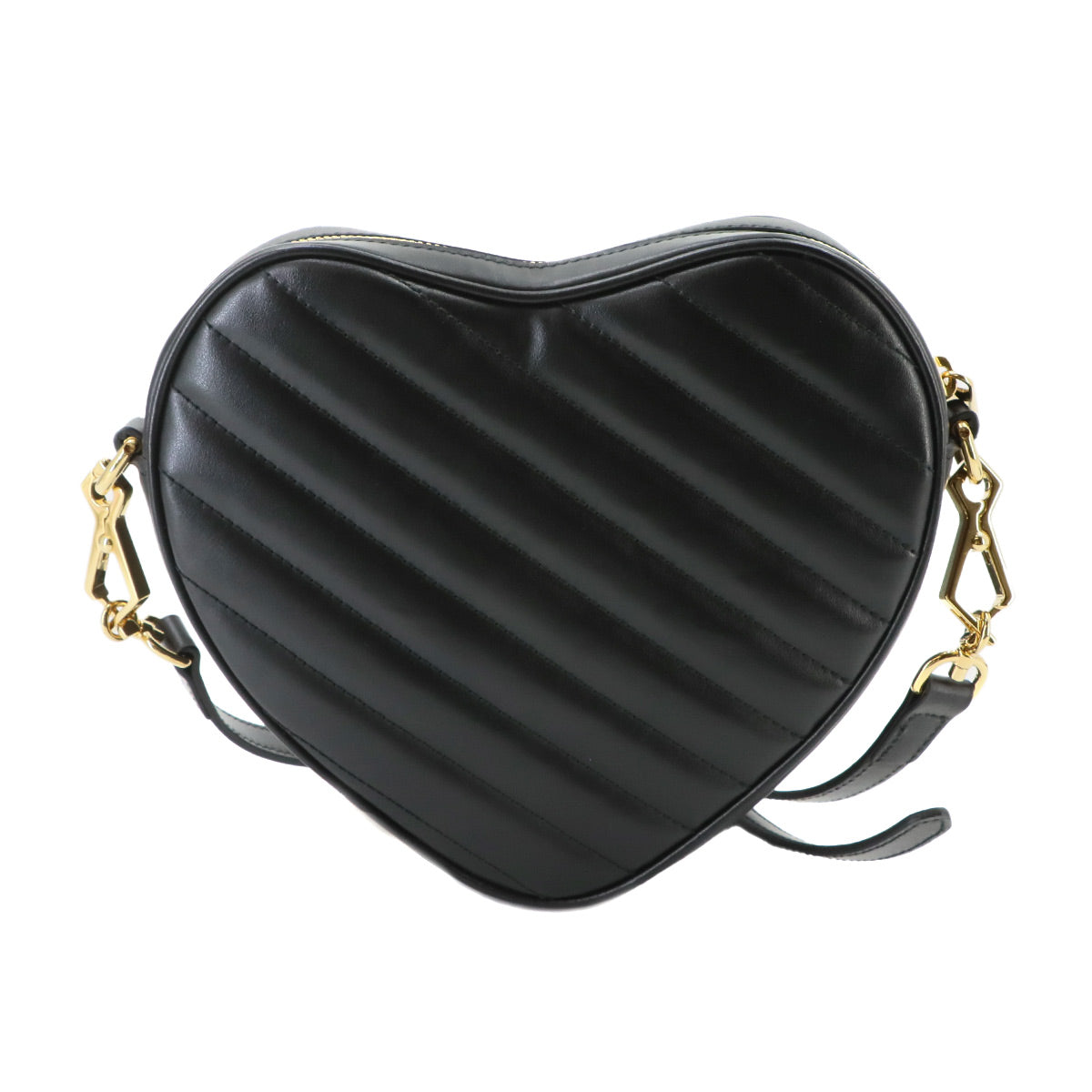 Interlocking G Heart Shoulder Bag Leather Black 751628 Purse