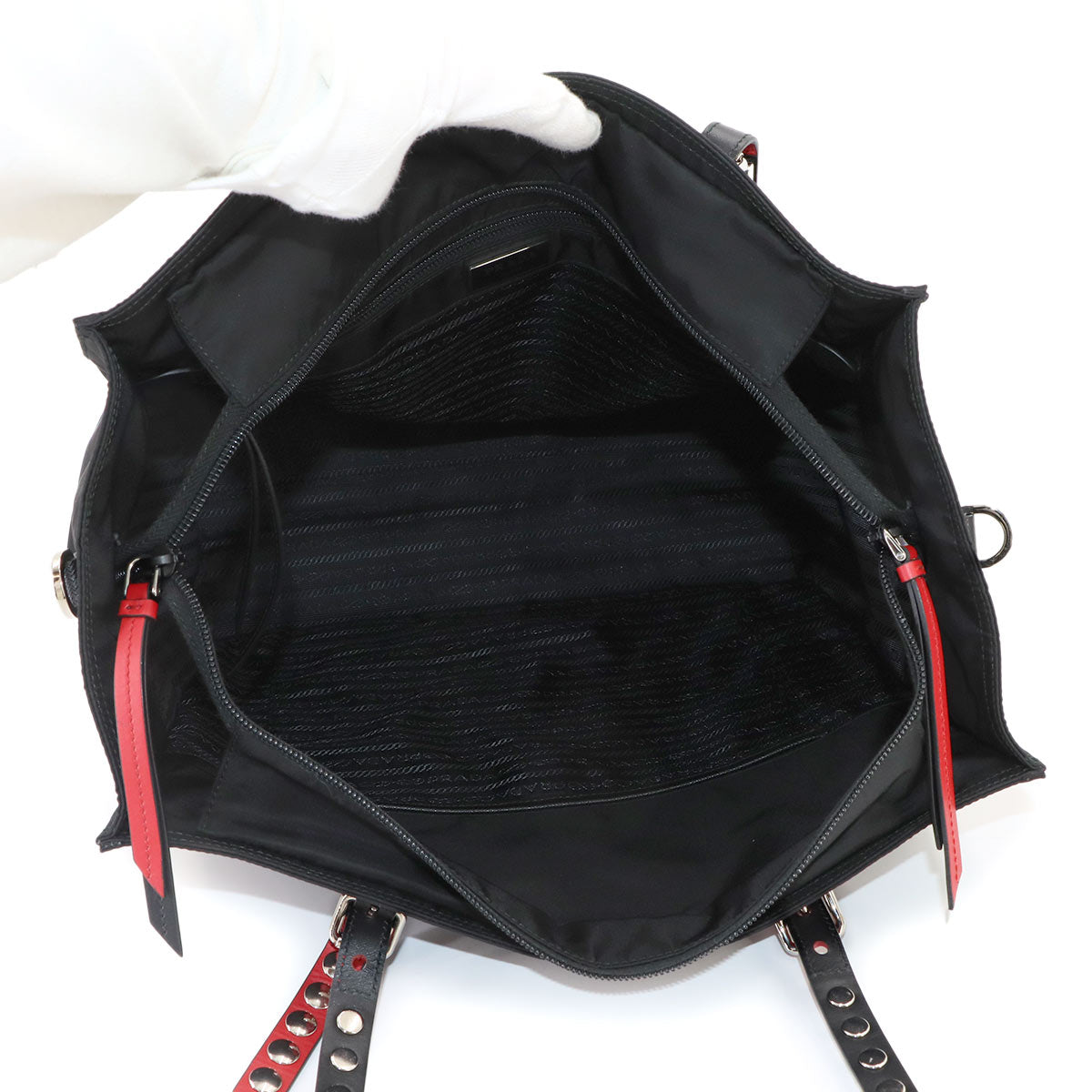 2way Tote Shoulder Bag Nylon Leather Black 1BG260
