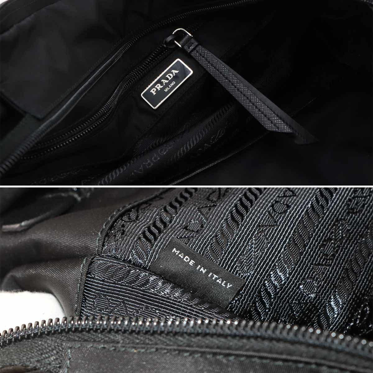 2way Tote Shoulder Bag Nylon Leather Black 1BG260