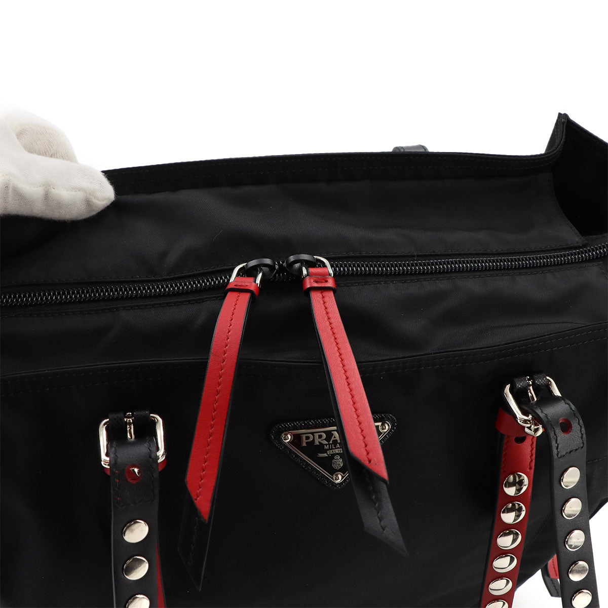 2way Tote Shoulder Bag Nylon Leather Black 1BG260
