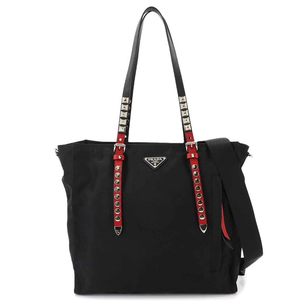 2way Tote Shoulder Bag Nylon Leather Black 1BG260