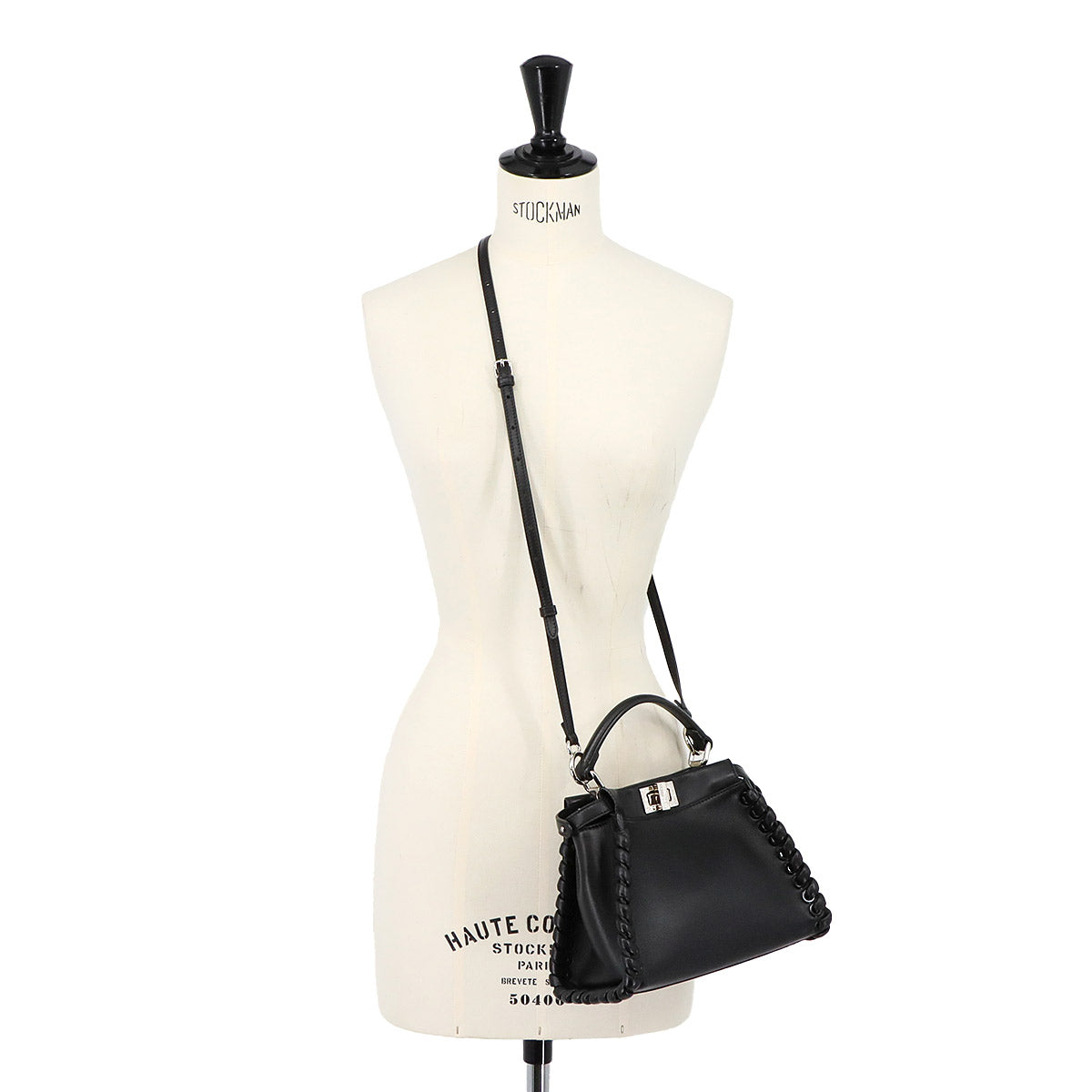 Mini Peekaboo Hand Shoulder Bag Leather Black 8BN244 Purse
