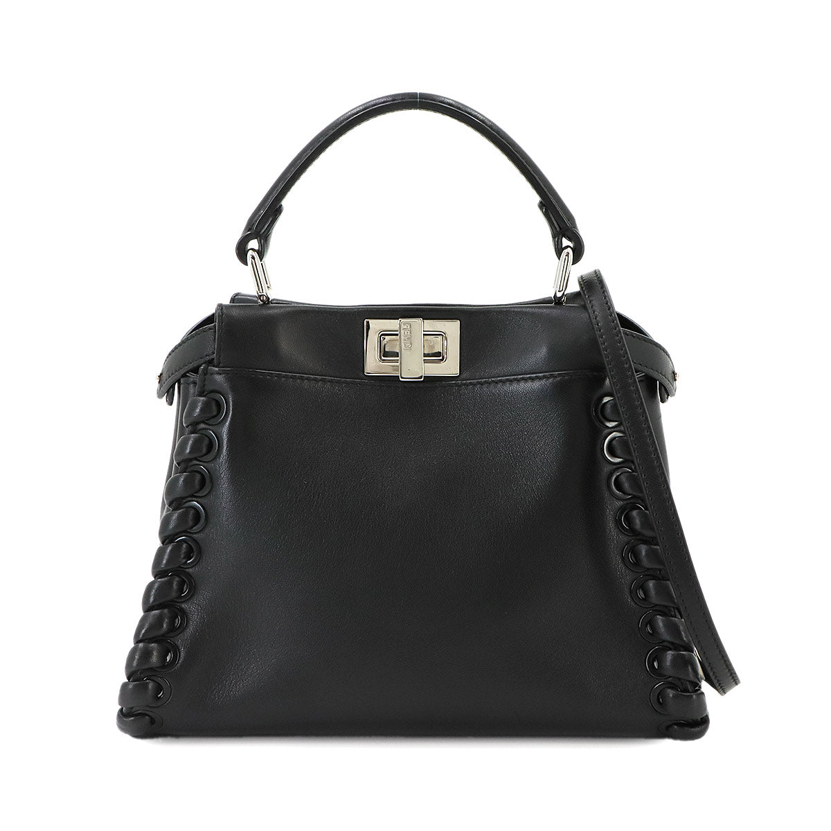 Mini Peekaboo Hand Shoulder Bag Leather Black 8BN244 Purse