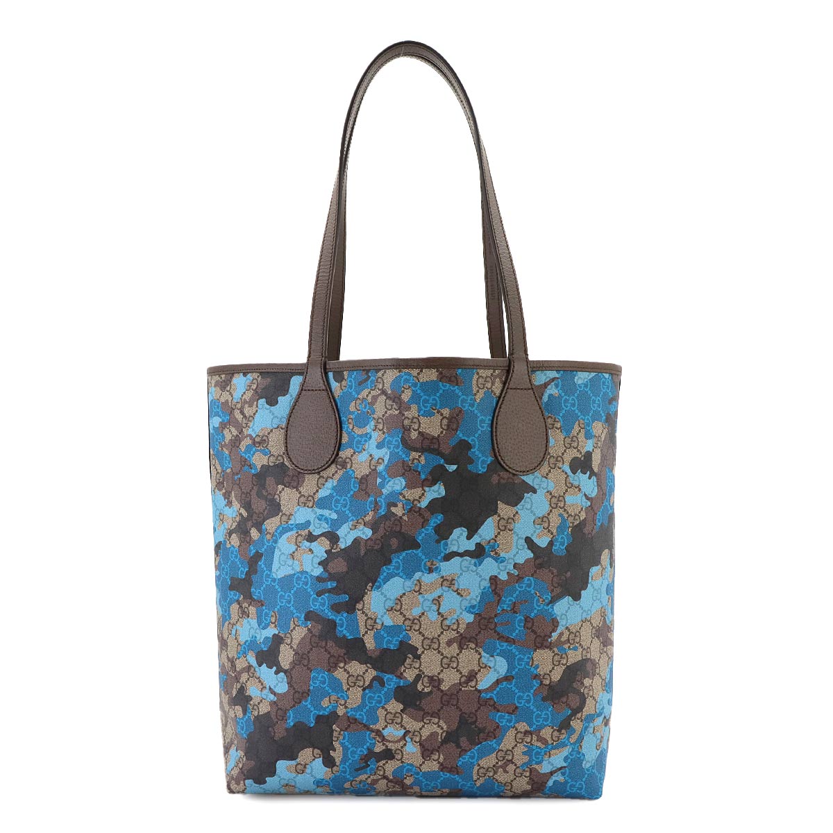 GG Supreme Tote Bag PVC Leather Beige Blue 858016 Camouflage