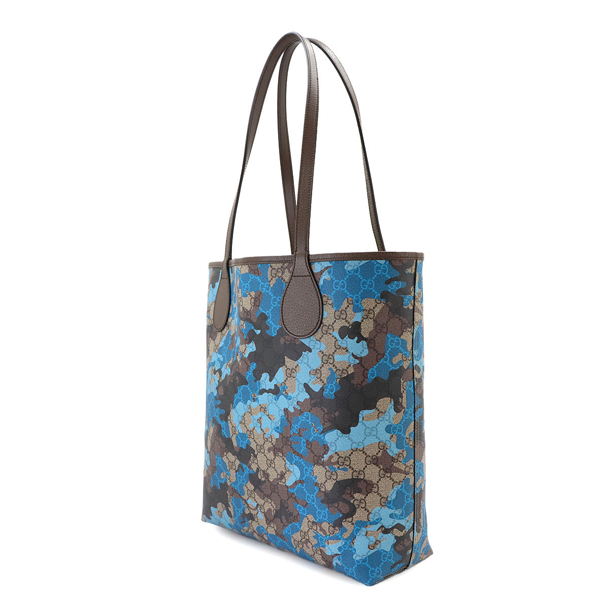 GG Supreme Tote Bag PVC Leather Beige Blue 858016 Camouflage