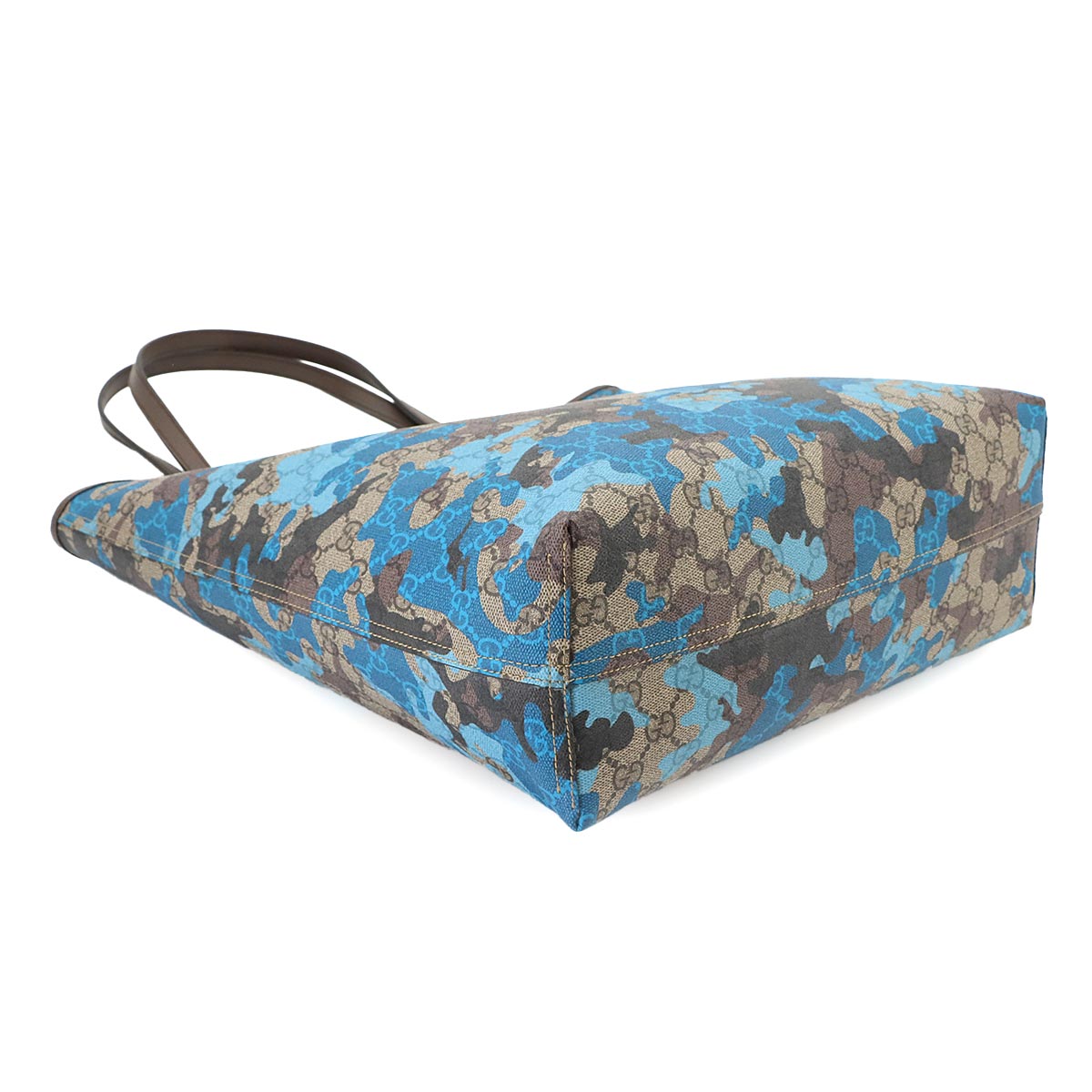 GG Supreme Tote Bag PVC Leather Beige Blue 858016 Camouflage