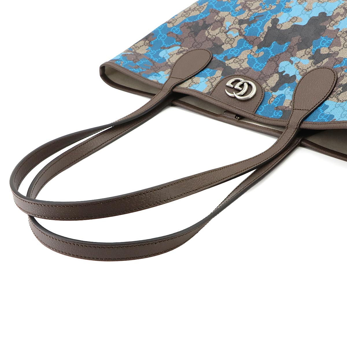 GG Supreme Tote Bag PVC Leather Beige Blue 858016 Camouflage