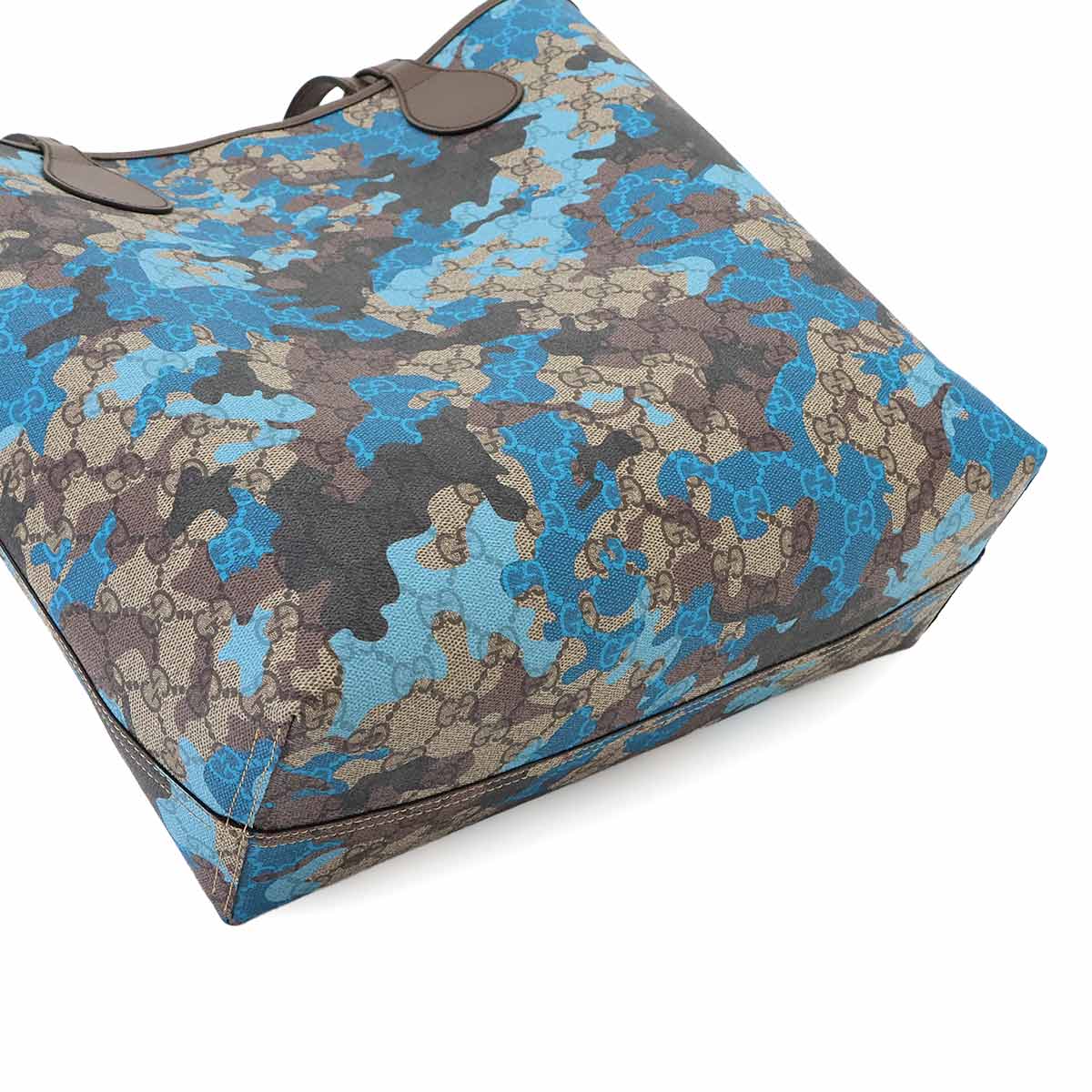 GG Supreme Tote Bag PVC Leather Beige Blue 858016 Camouflage