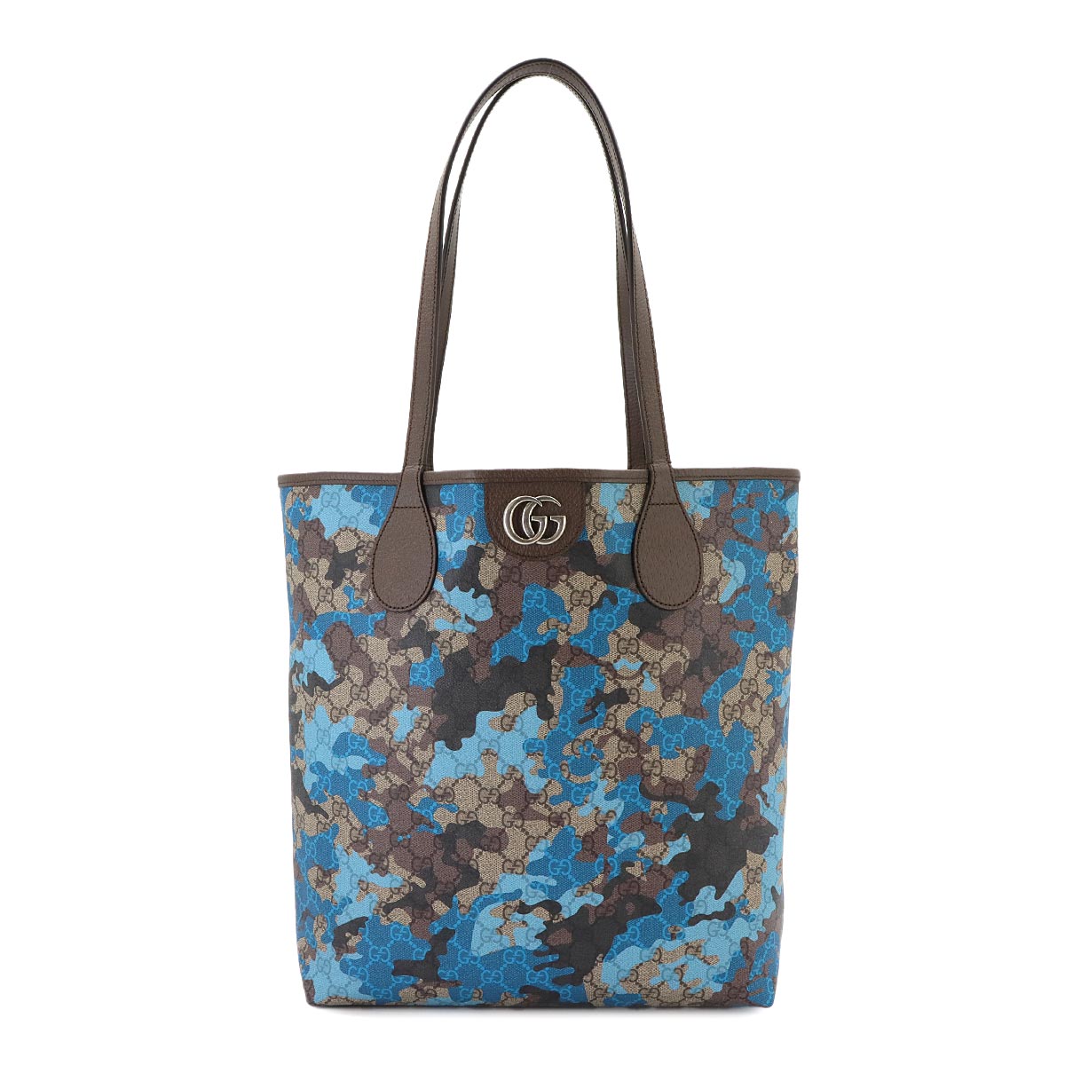 GG Supreme Tote Bag PVC Leather Beige Blue 858016 Camouflage