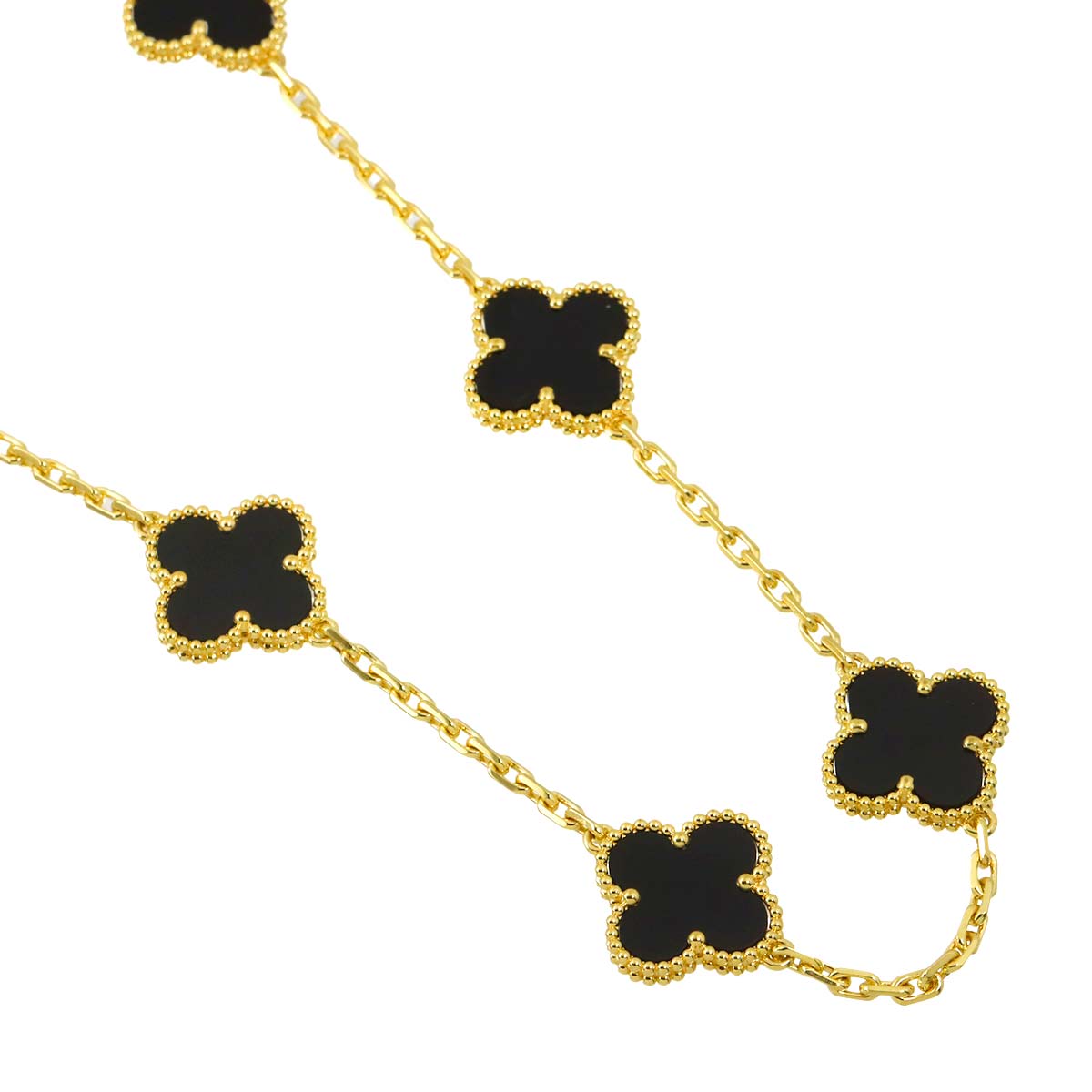 Vintage Alhambra Onyx 10P Necklace 18K YG 750