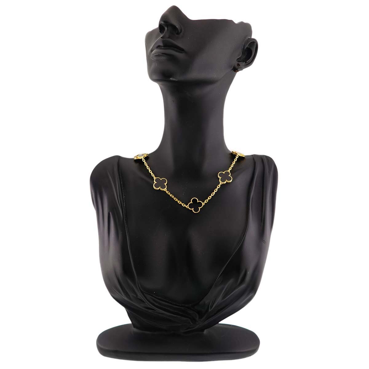 Vintage Alhambra Onyx 10P Necklace 18K YG 750