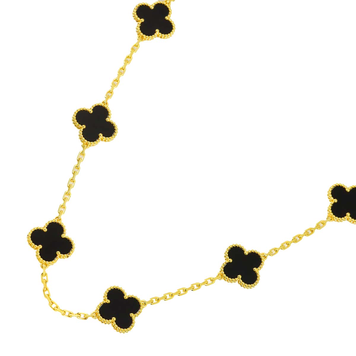 Vintage Alhambra Onyx 10P Necklace 18K YG 750