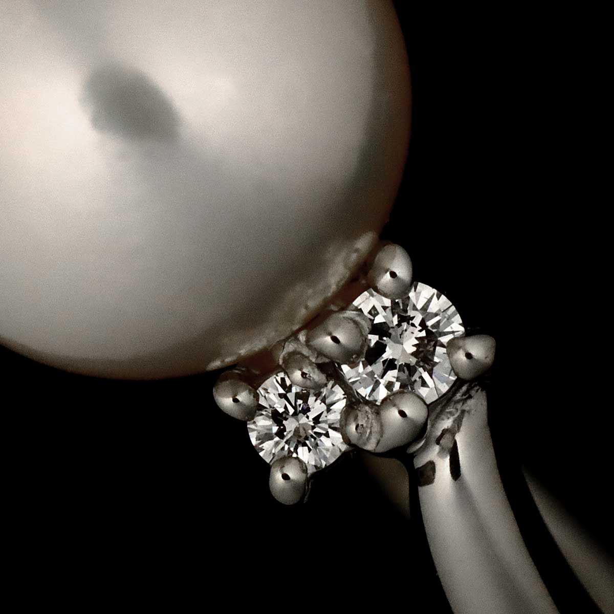 Akoya Pearl 8.7mm Diamond 0.10ct Ring Pt size6(US)