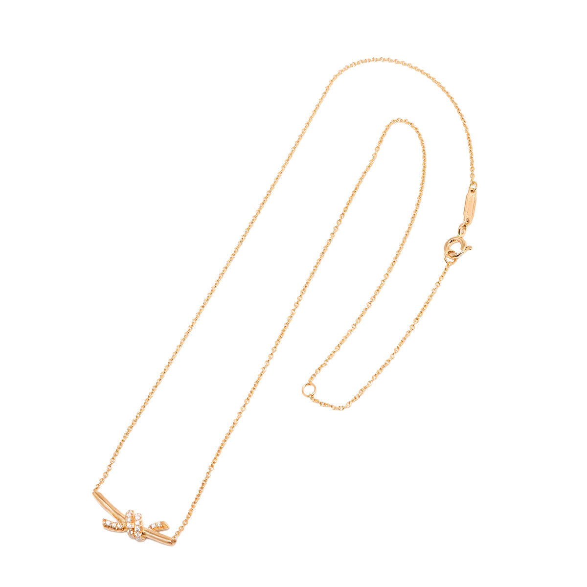 Knot Diamond Necklace 18K Pink Gold 750