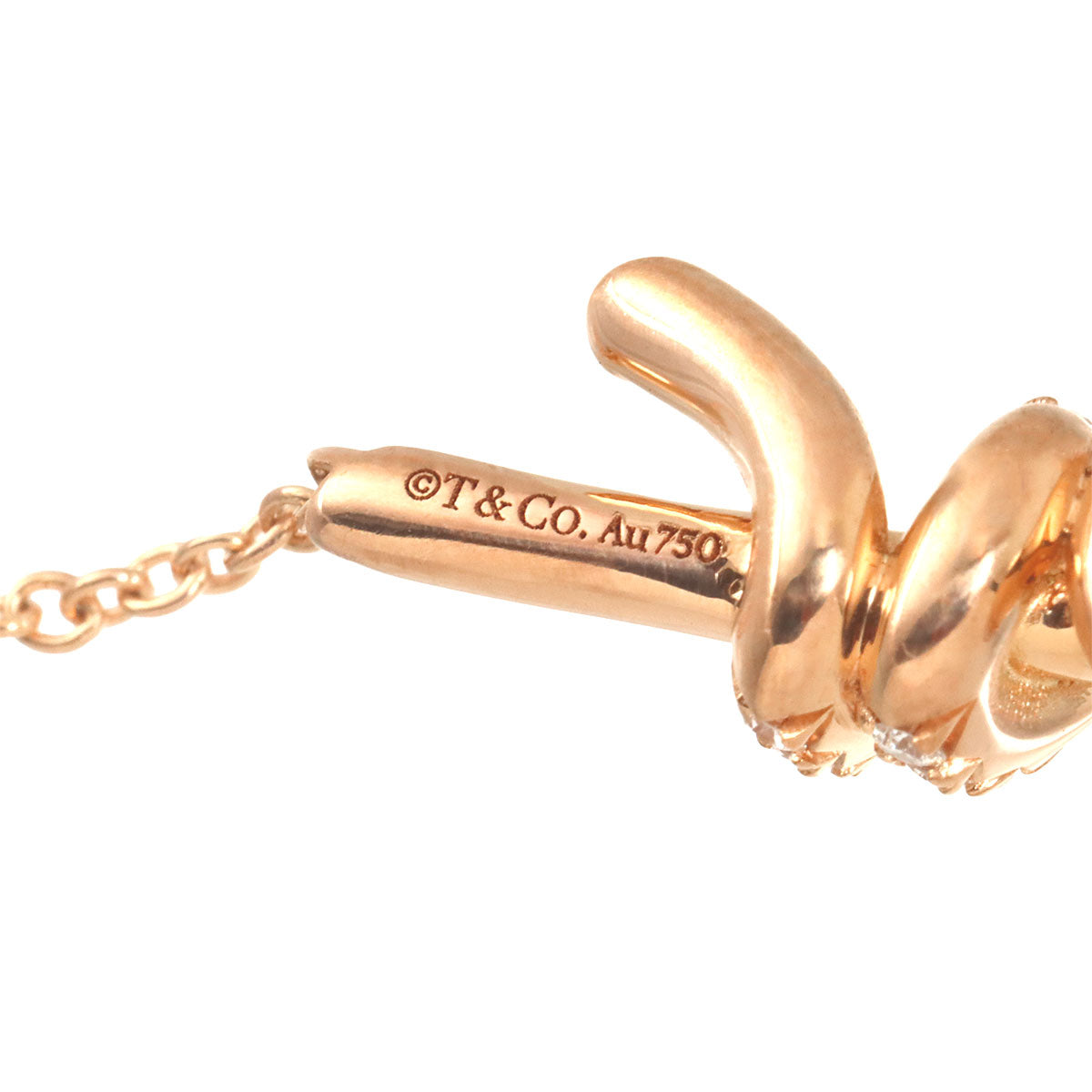 Knot Diamond Necklace 18K Pink Gold 750