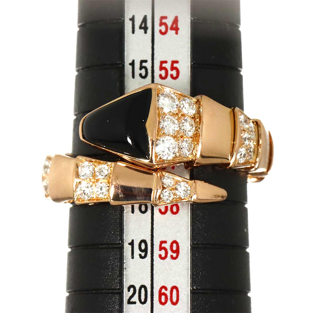 Serpenti Viper Onyx Diamond Ring 18K PG 750 sizeL 7.25(US)