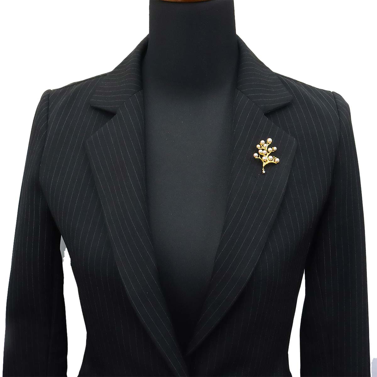 Akoya pearl 5.1-3.7mm Diamond Brooch 18K Yellow Gold 750