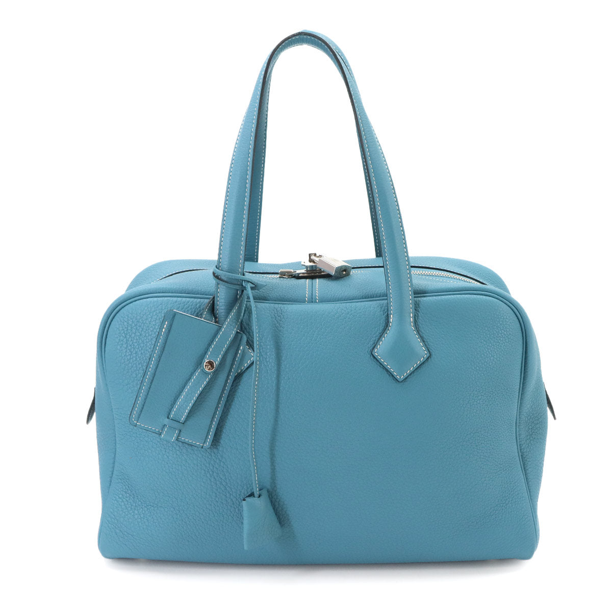 Victoria 35 Hand Bag Taurillon Clemence Bleu Jean Purse