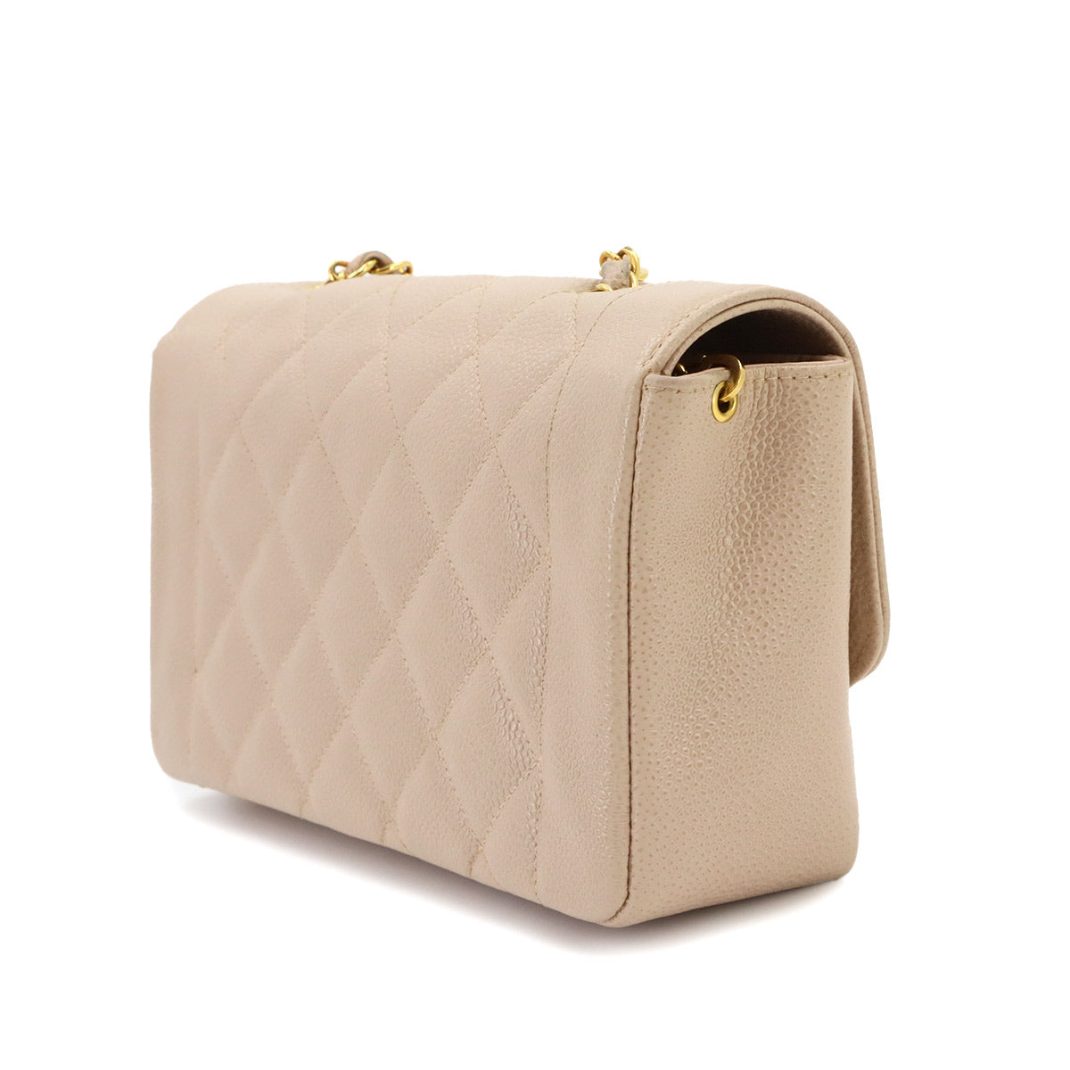 Diana Matelasse 22 Chain Shoulder Bag Leather Pink beige