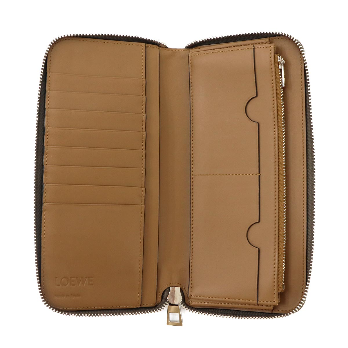 Zipped Around Long Wallet Leather Brown Anagram Purse