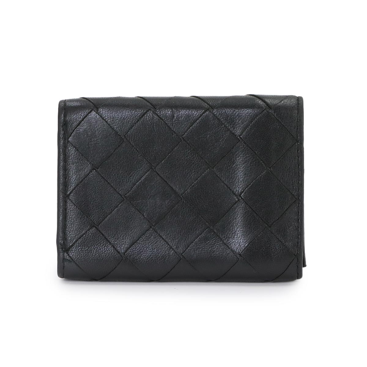 Intrecciato Compact Wallet Leather Black 666944