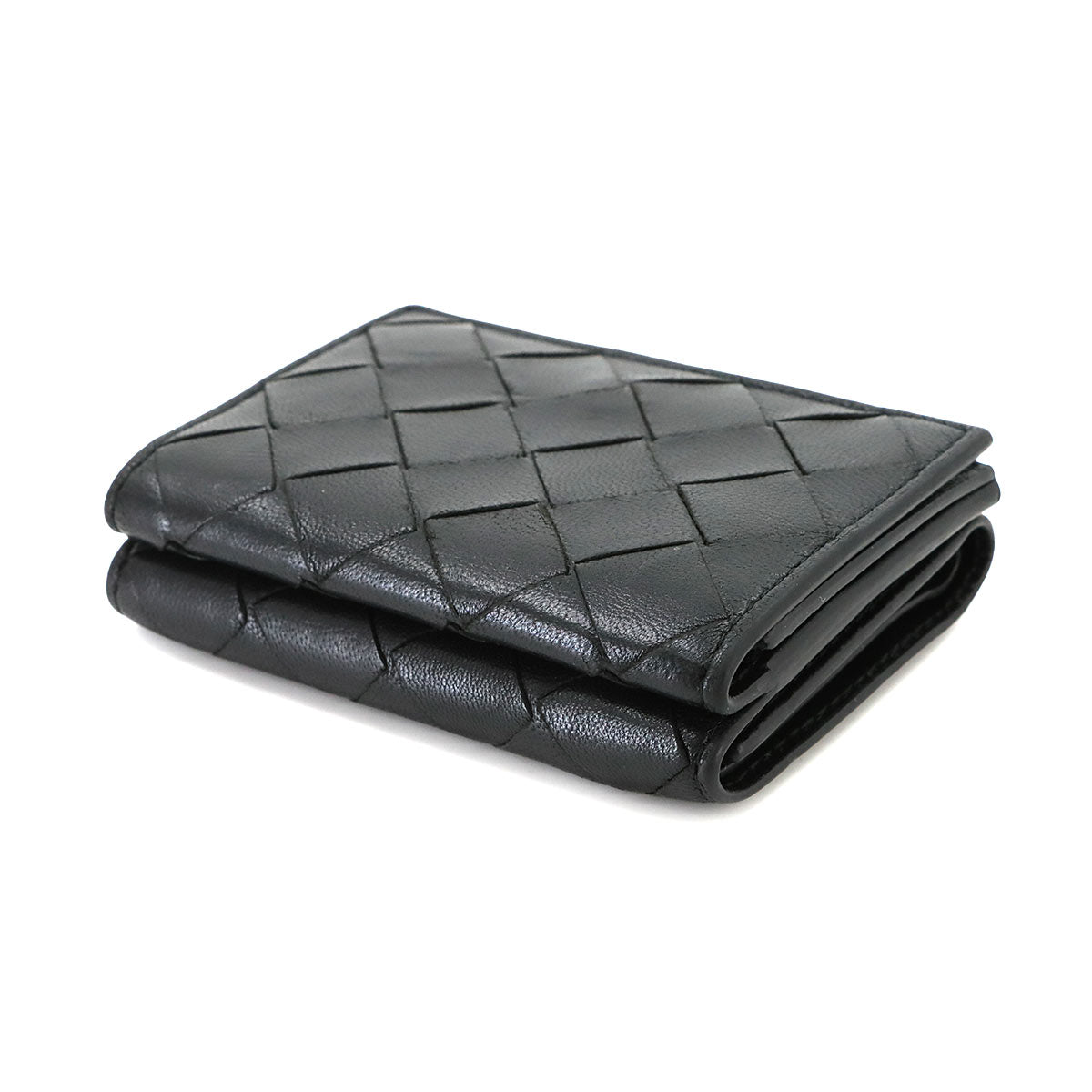 Intrecciato Compact Wallet Leather Black 666944