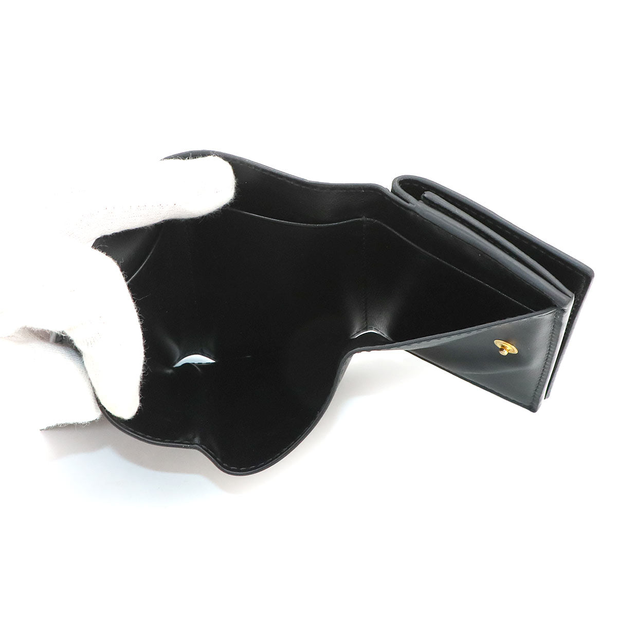 Intrecciato Compact Wallet Leather Black 666944