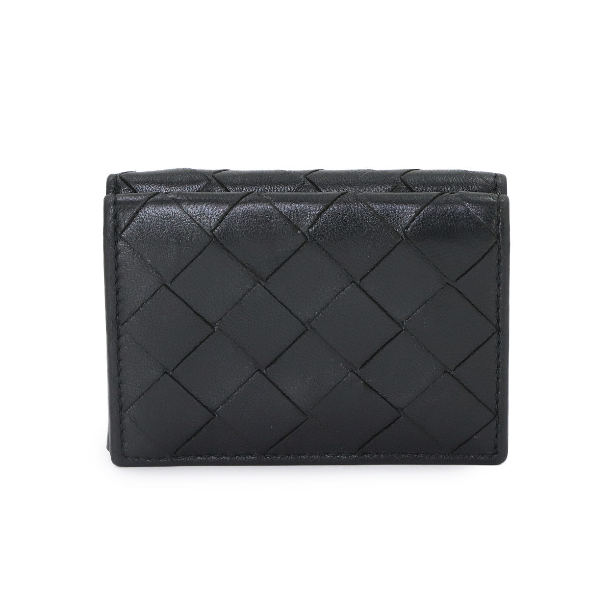 Intrecciato Compact Wallet Leather Black 666944