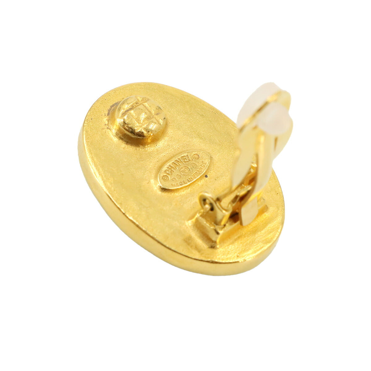 Coco Earrings Oval type Green Gold 95A Vintage Accessory