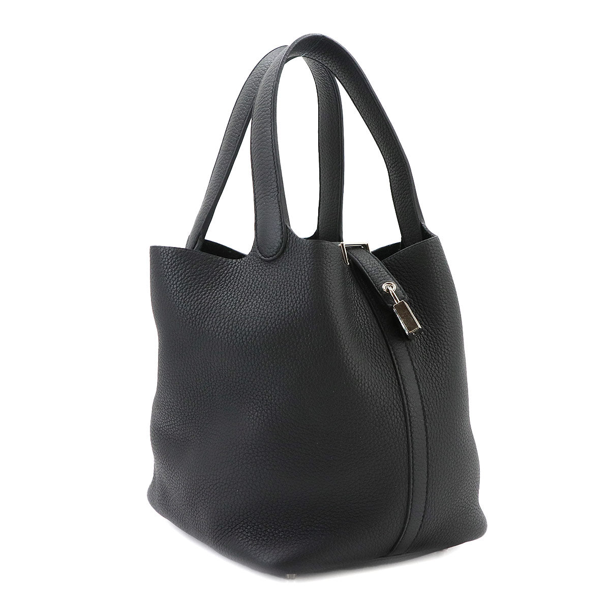 Picotin Lock MM Hand Bag Taurillon Clemence Black Purse