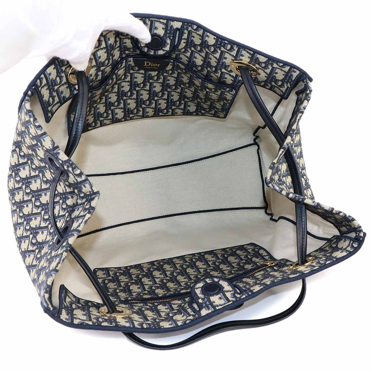 Oblique Promenade Shopping Tote Bag Medium Navy
