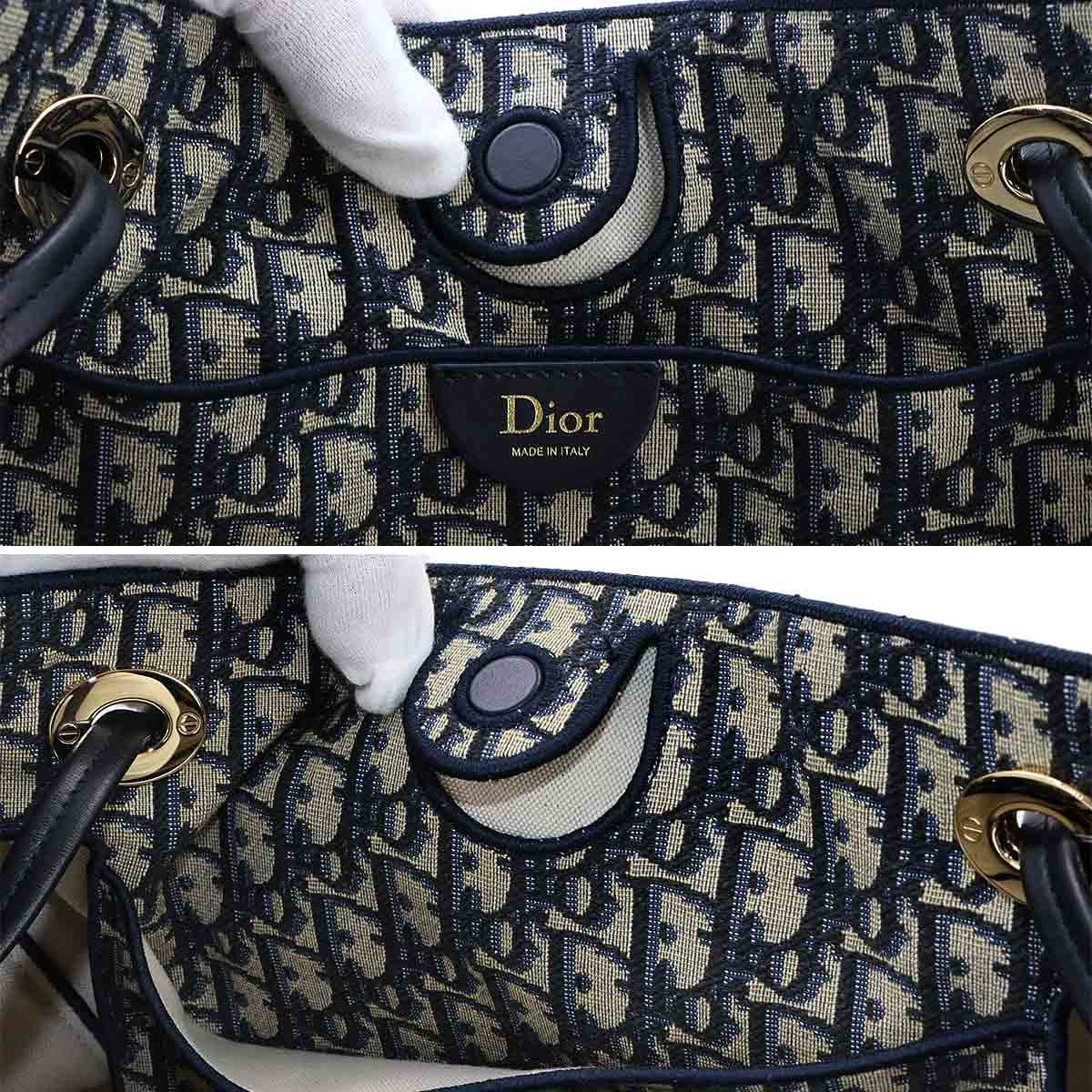 Oblique Promenade Shopping Tote Bag Medium Navy