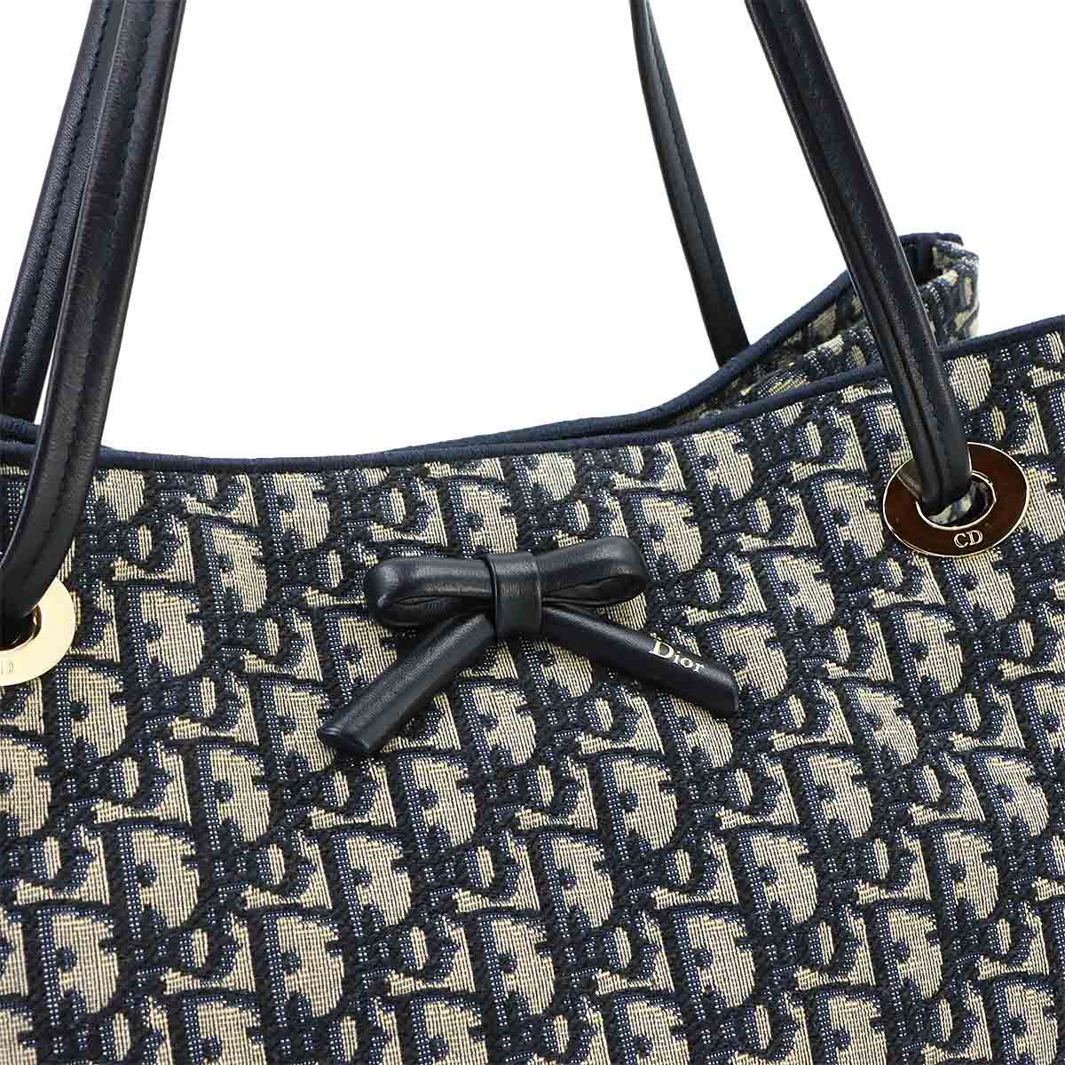 Oblique Promenade Shopping Tote Bag Medium Navy