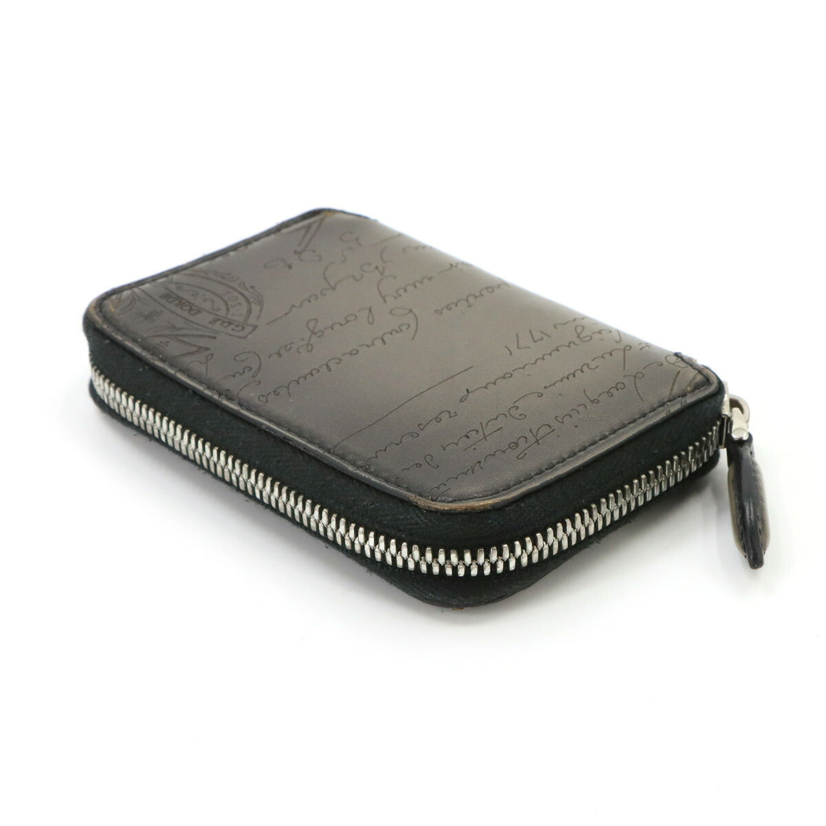 Calligraphy Koto Zip Key Case Venezia Leather Gray