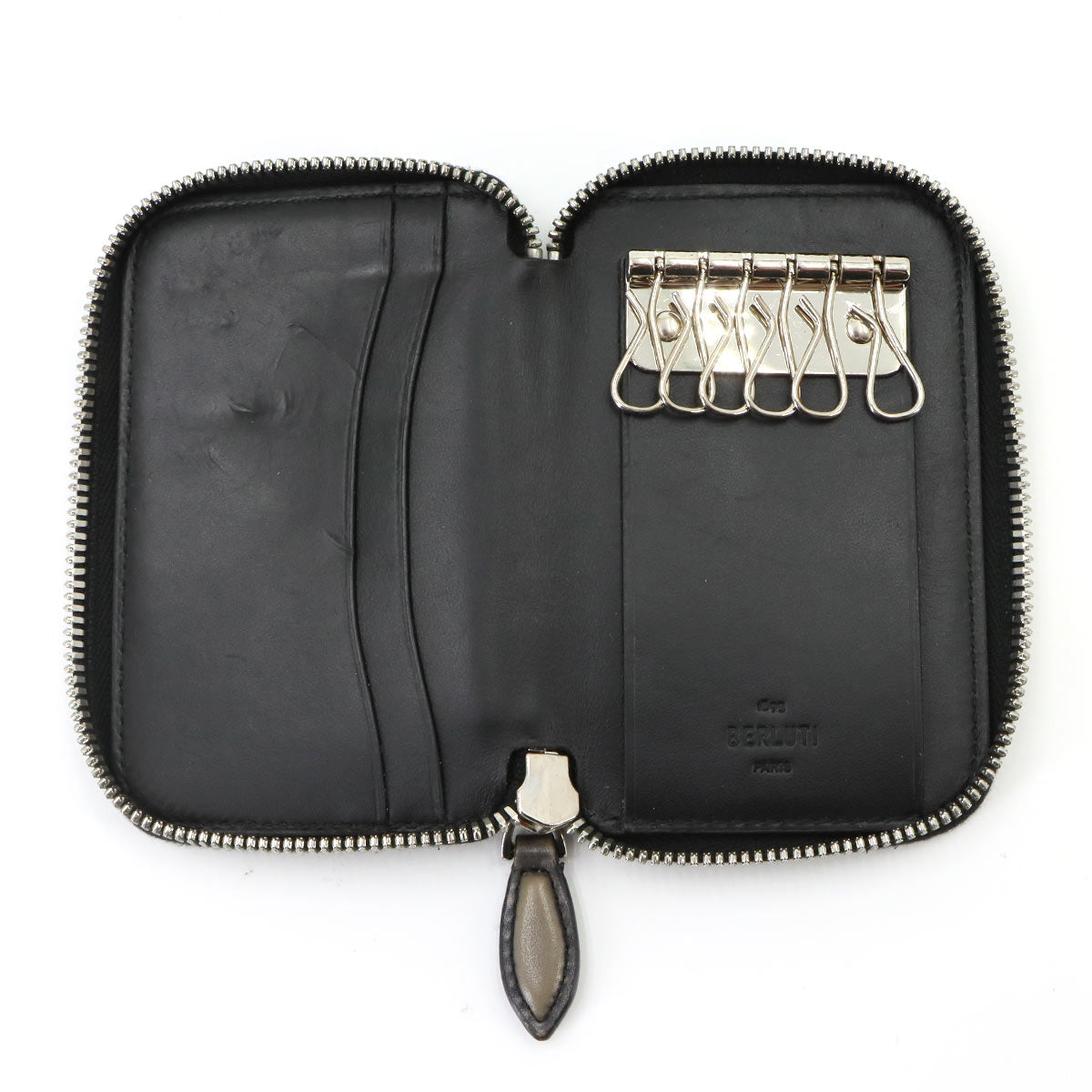 Calligraphy Koto Zip Key Case Venezia Leather Gray