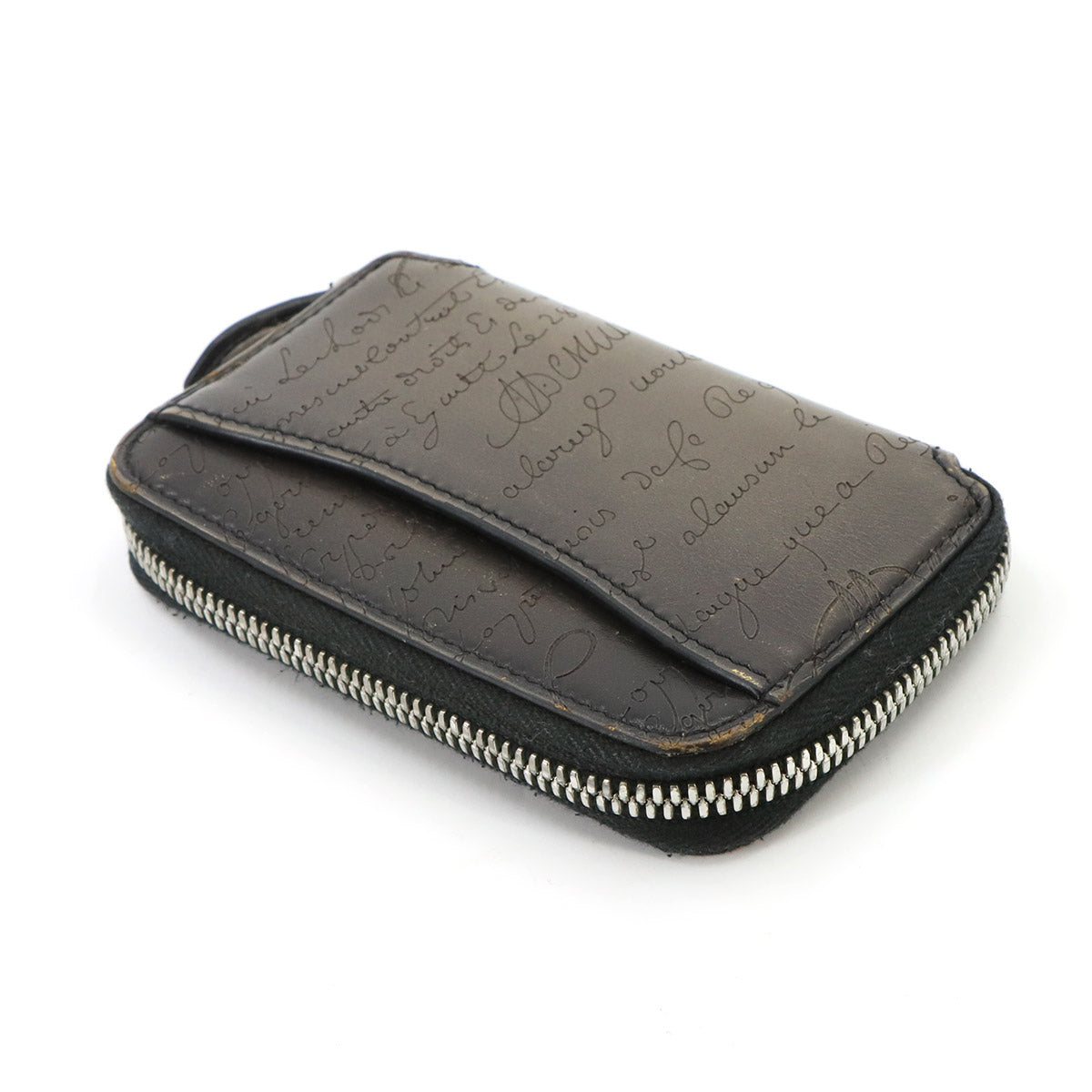 Calligraphy Koto Zip Key Case Venezia Leather Gray