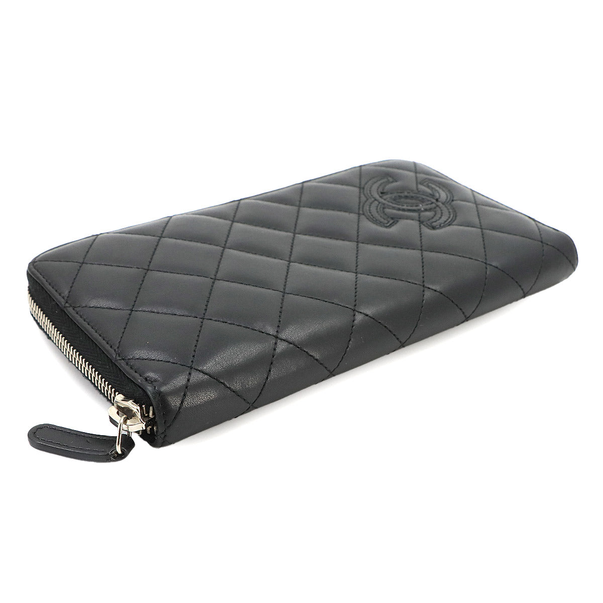 Simply CC Long Zipped Wallet Leather Enamel Black Purse