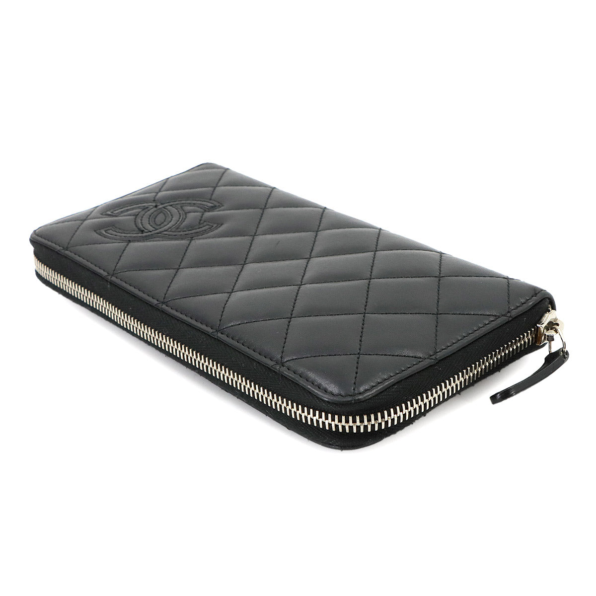 Simply CC Long Zipped Wallet Leather Enamel Black Purse