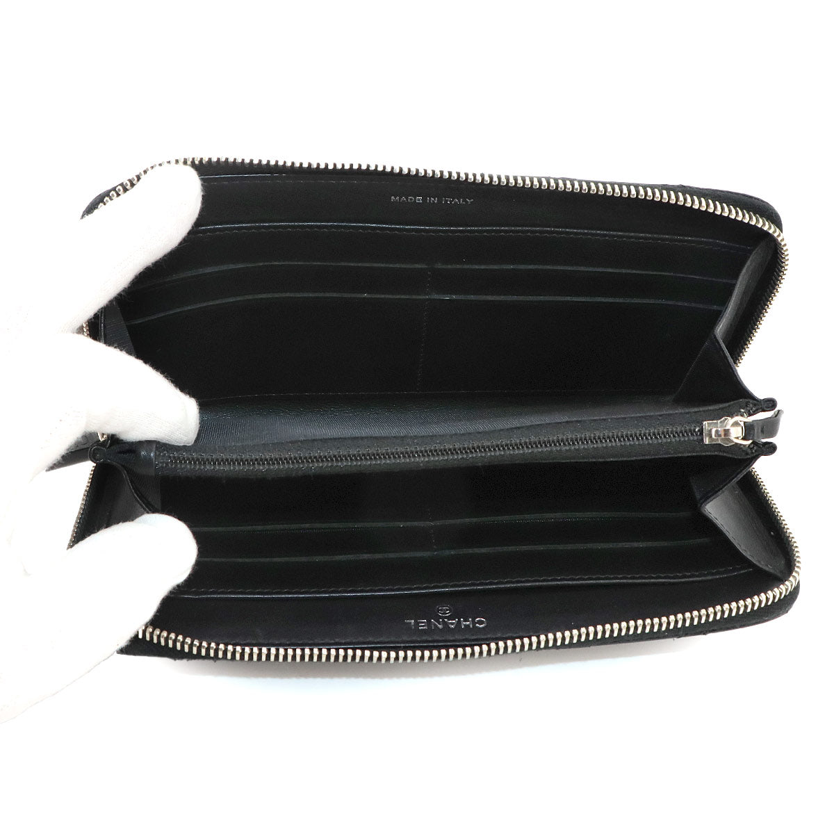 Simply CC Long Zipped Wallet Leather Enamel Black Purse