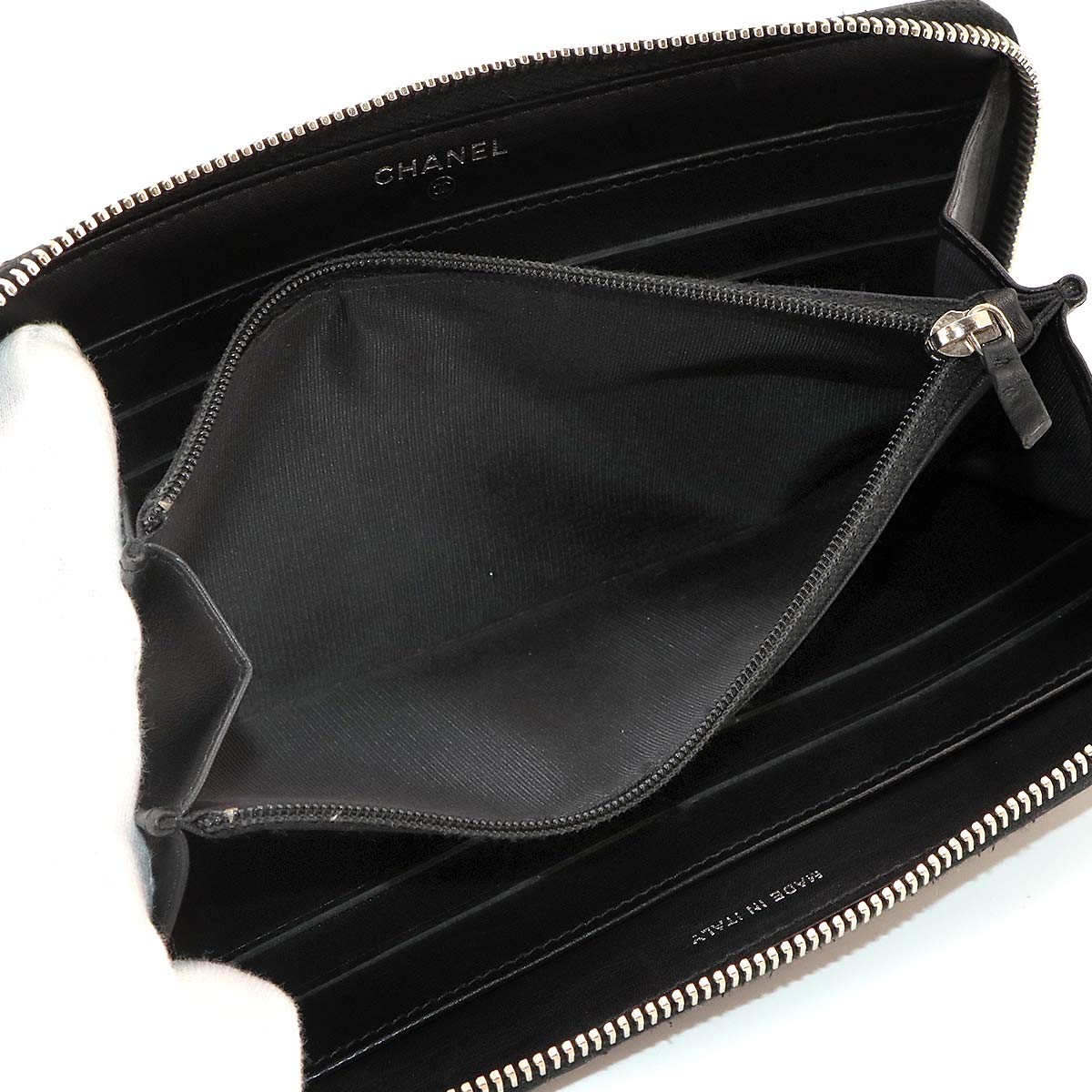 Simply CC Long Zipped Wallet Leather Enamel Black Purse