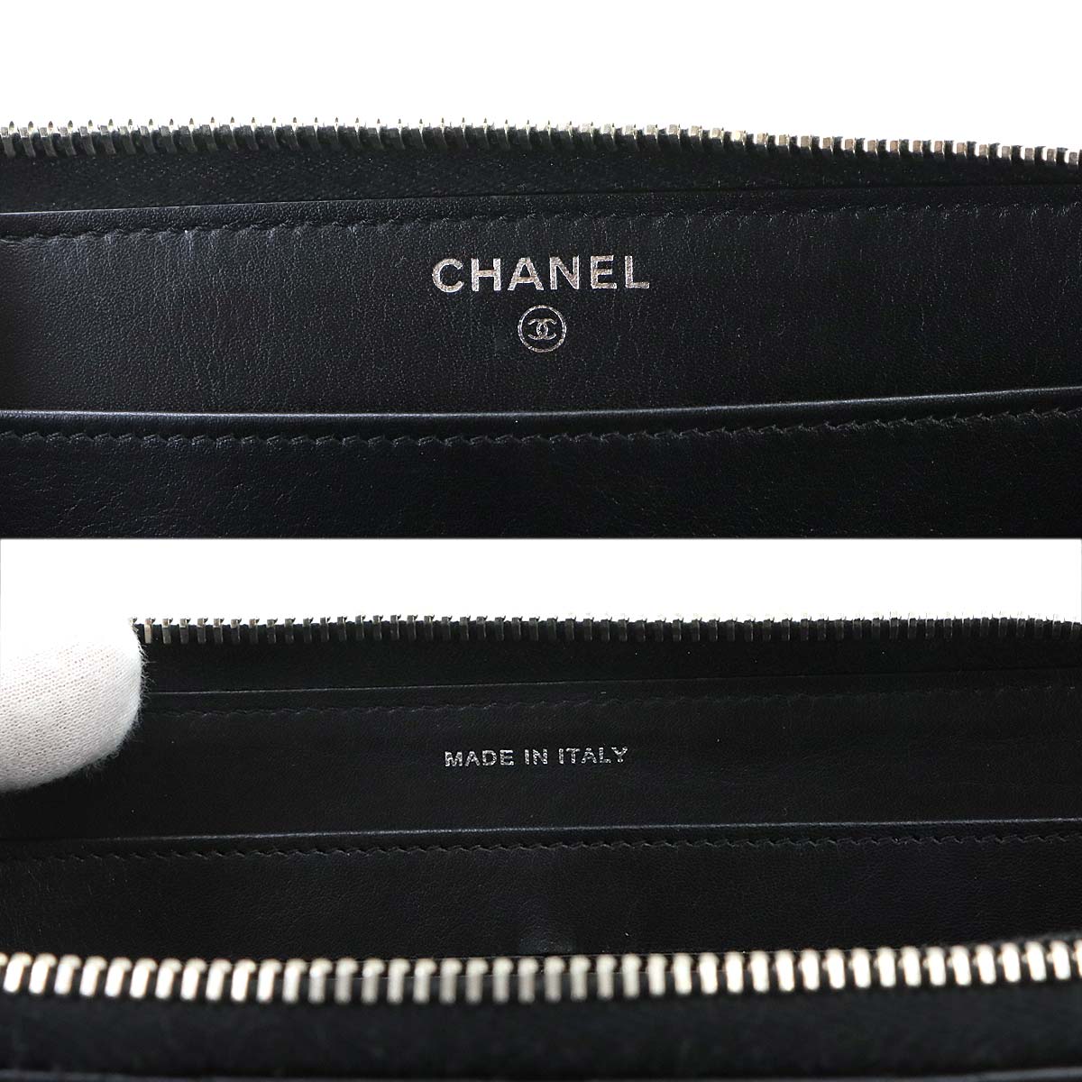 Simply CC Long Zipped Wallet Leather Enamel Black Purse