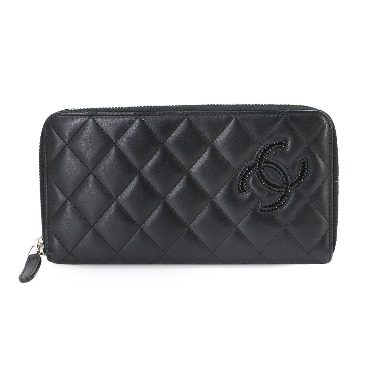 Simply CC Long Zipped Wallet Leather Enamel Black Purse