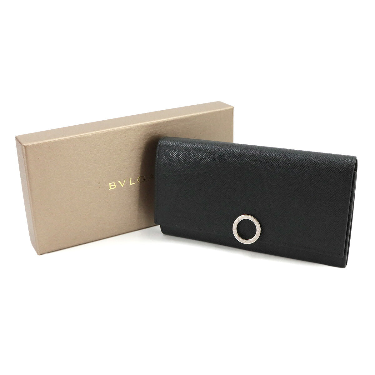BVLGARIBVLGARI Long Wallet Leather Black 289378 Purse