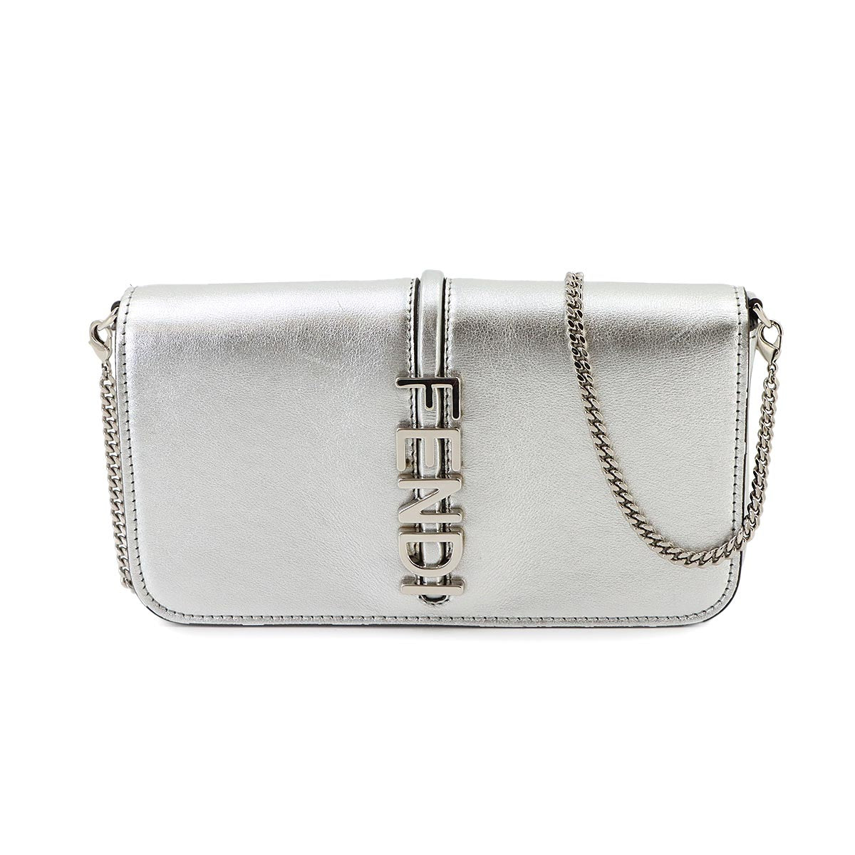 Fendigraphy Wallet Leather Silver 8BS076 Purse