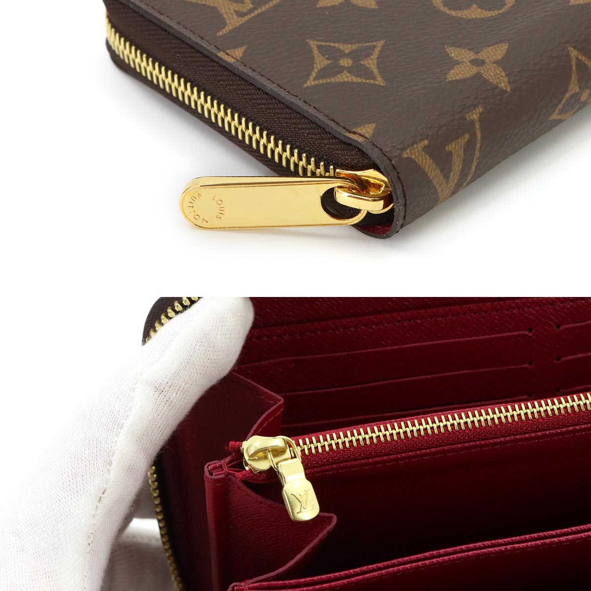 Monogram Zippy Wallet Long Brown Fuchsia M41895 Purse
